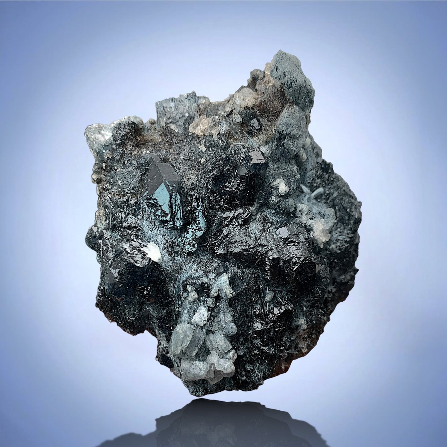Rare Blue Riebeckite Included Quartz Crystal Mineral Specimen - Zagi Mts., KPK, Pakistan