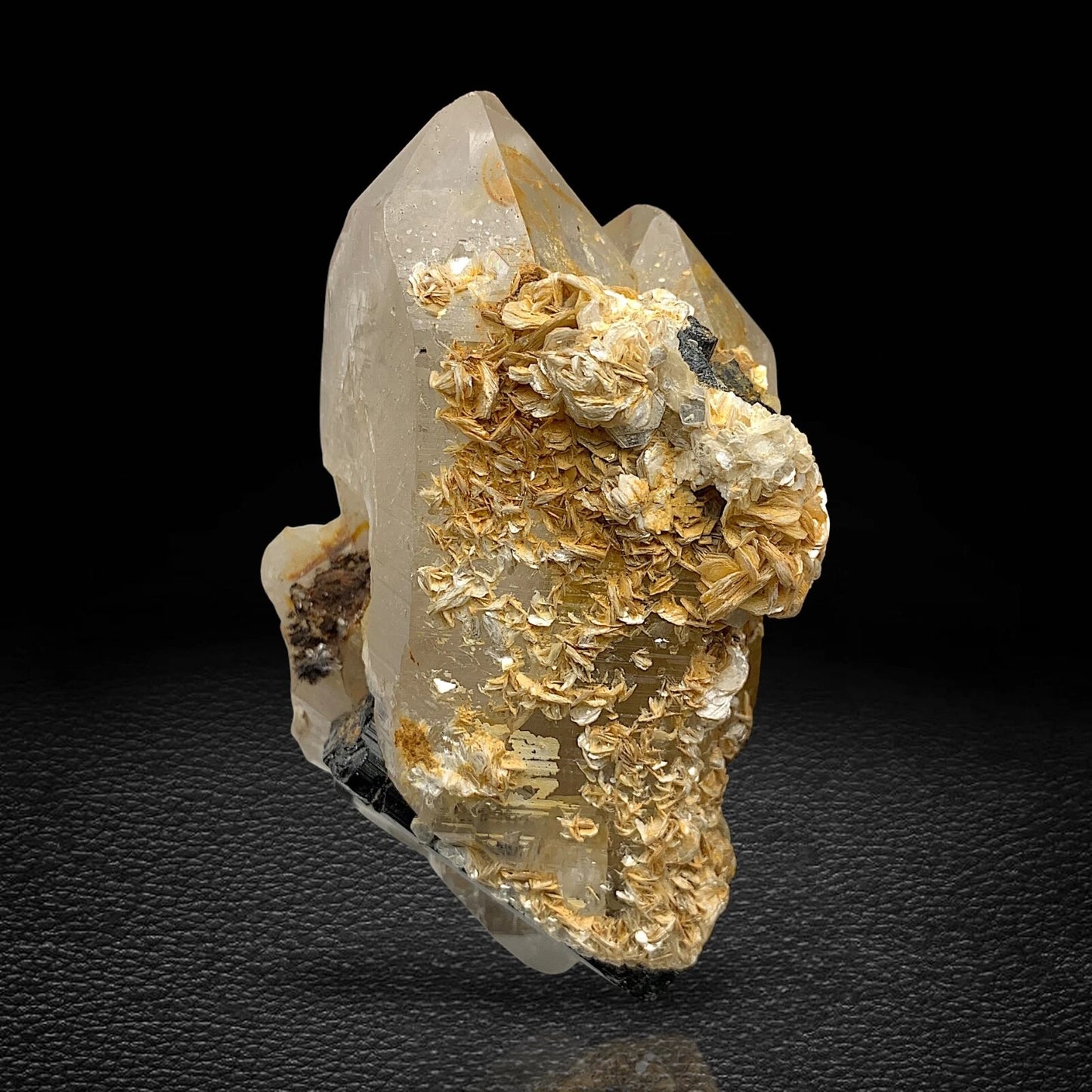 Schorl Tourmaline Crystal with Garnet & Quartz – Mineral Specimen from Skardu, Pakistan