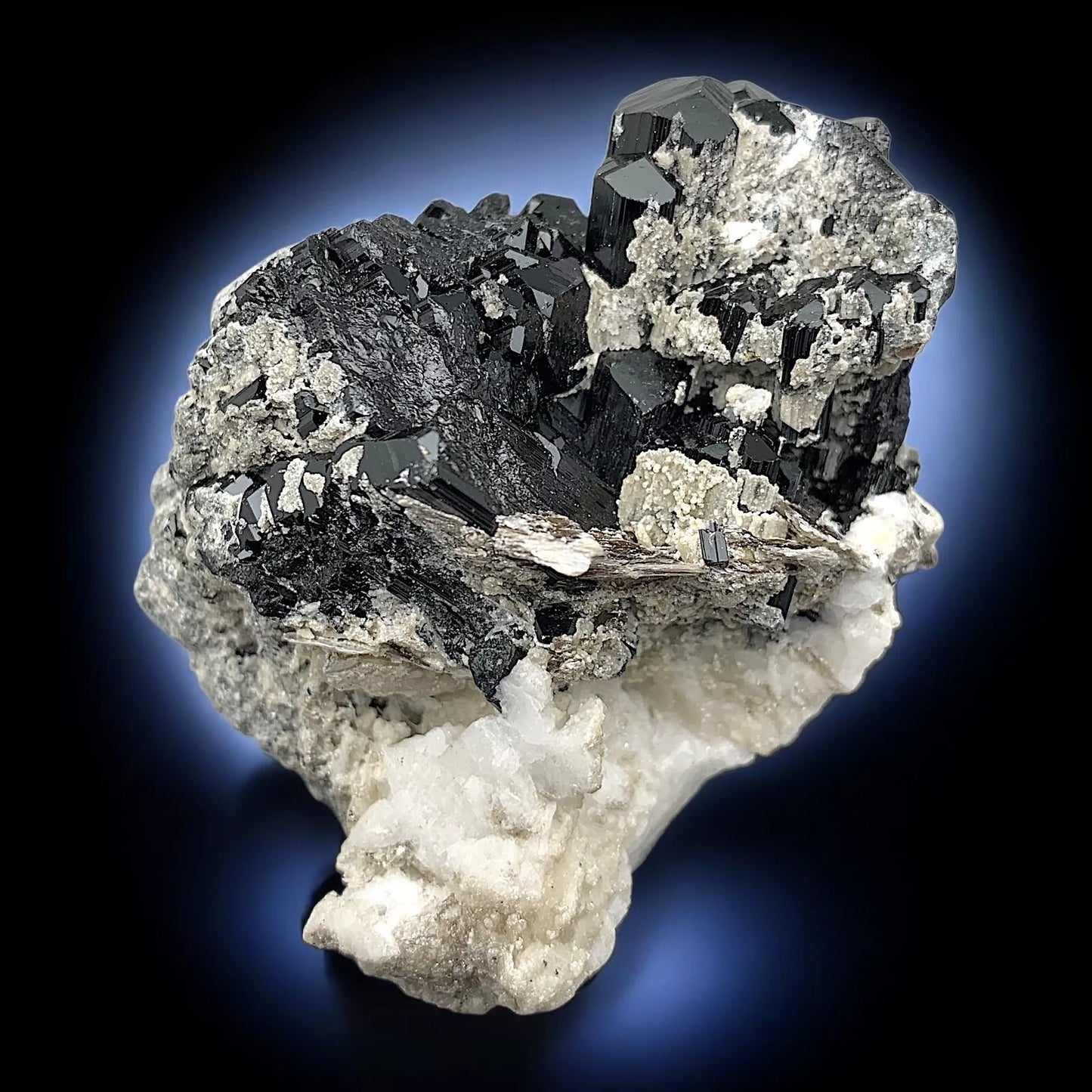 Schorl Tourmaline Crystal with Albite Mineral Specimen - Skardu, Pakistan