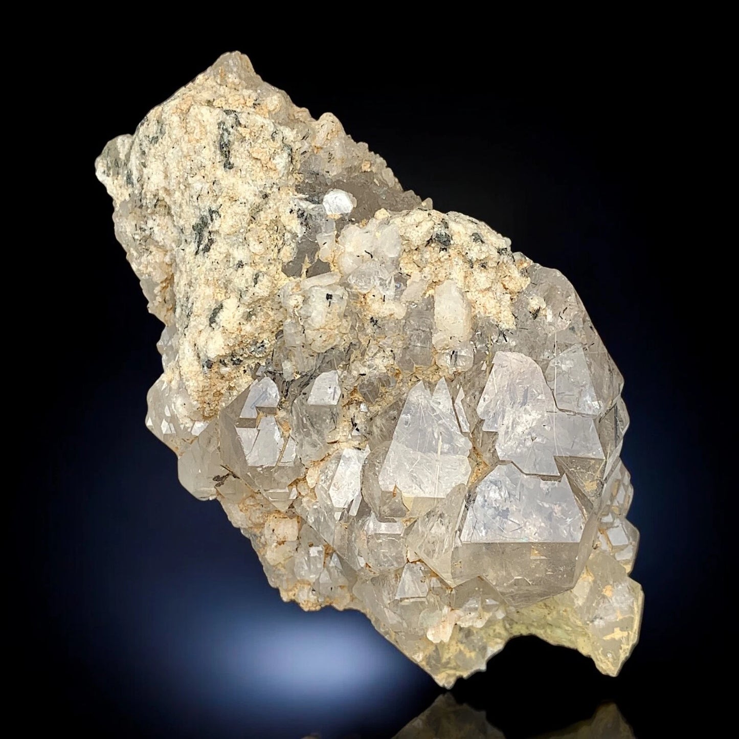 Black Rutile with Quartz on Matrix Mineral Specimen - from Zagi Mts., Pakistan