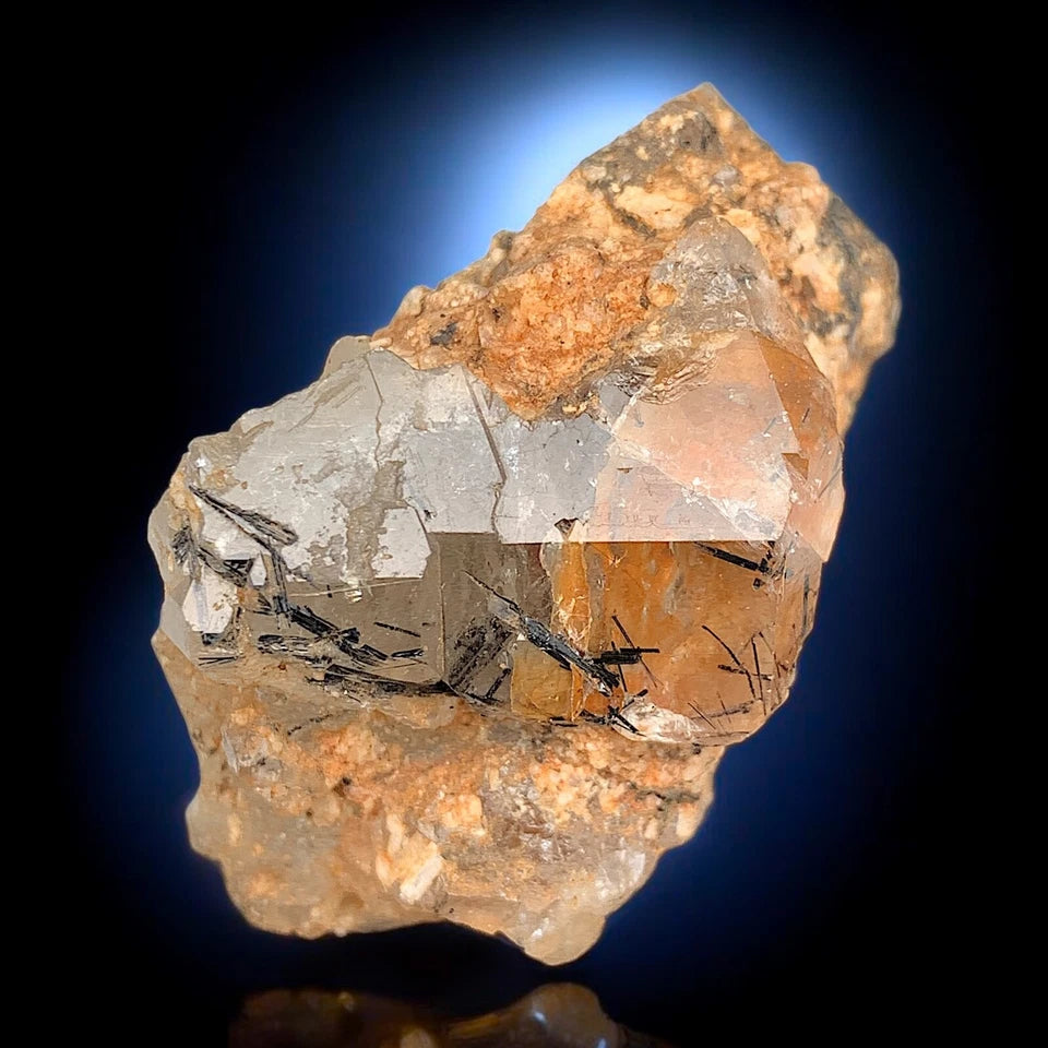 Black Rutile with Quartz on Matrix Mineral Specimen - from Zagi Mts