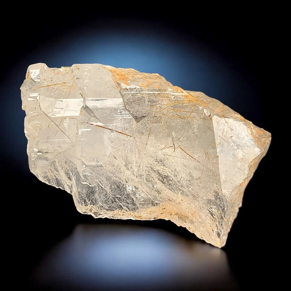 Rare Golden Rutile Quartz Crystal Mineral Specimen - from Zagi Mts, KPK, Paistan