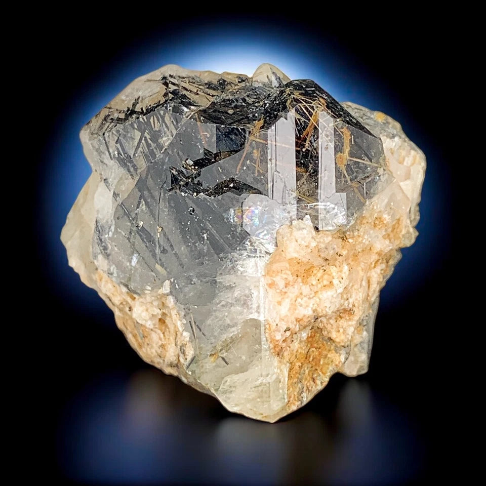 Golden Rutile in Quartz Crystal Specimen Zagi Mountains Pakistan