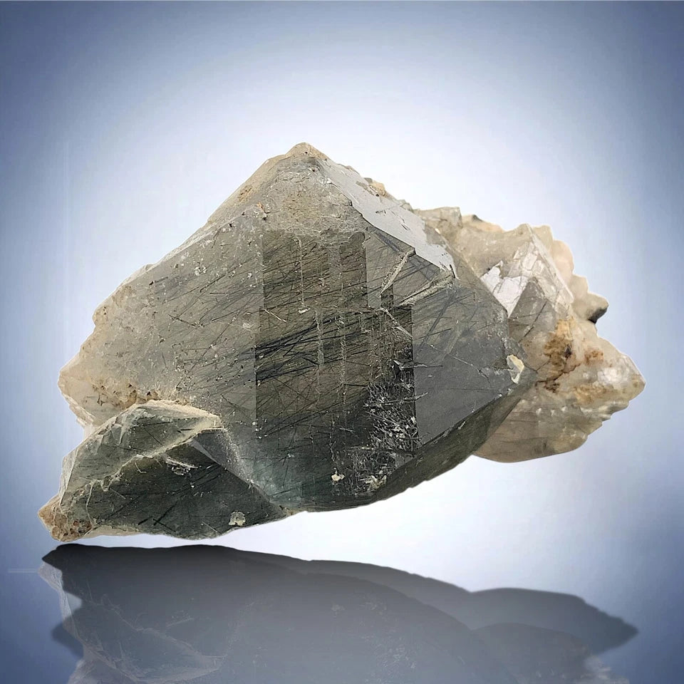 Black Rutile Included Quartz on Matrix – Mineral Specimen from Zagi Mountains, Pakistan
