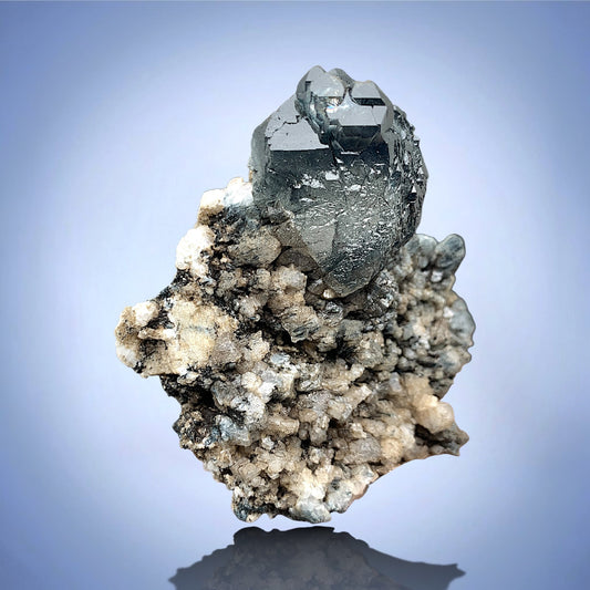 Rare Blue Riebeckite Included Quartz Crystal Mineral Specimen - Zagi Mts., KPK, Pakistan