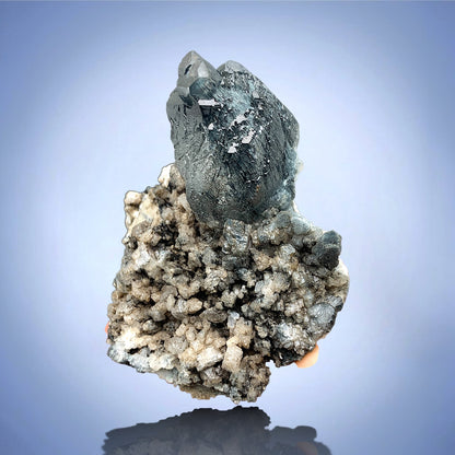 Rare Blue Riebeckite Included Quartz Crystal Mineral Specimen - Zagi Mts., KPK, Pakistan