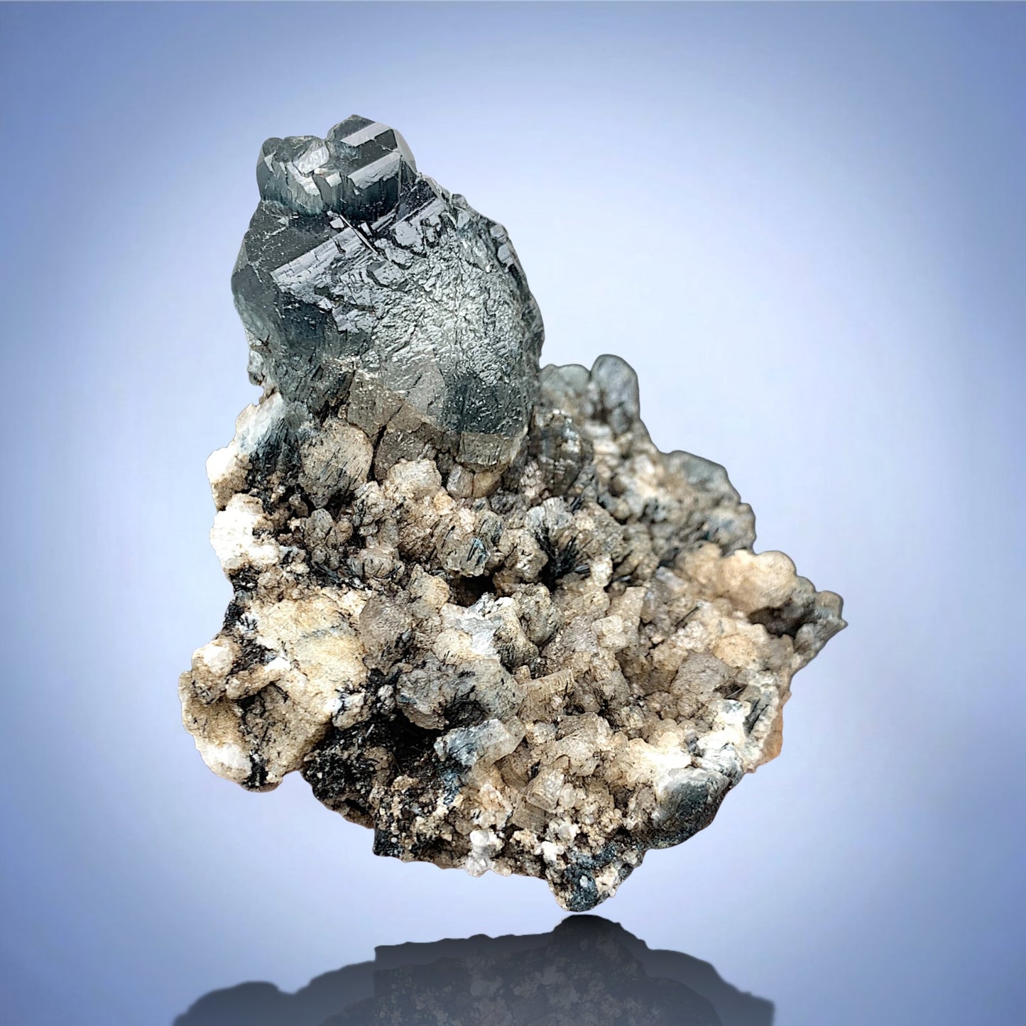 Rare Blue Riebeckite Included Quartz Crystal Mineral Specimen - Zagi Mts., KPK, Pakistan