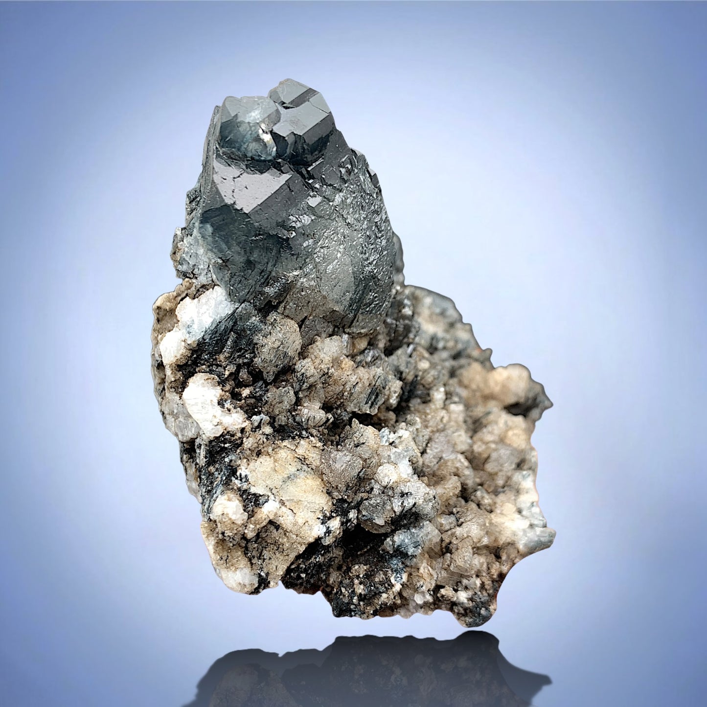 Rare Blue Riebeckite Included Quartz Crystal Mineral Specimen - Zagi Mts., KPK, Pakistan