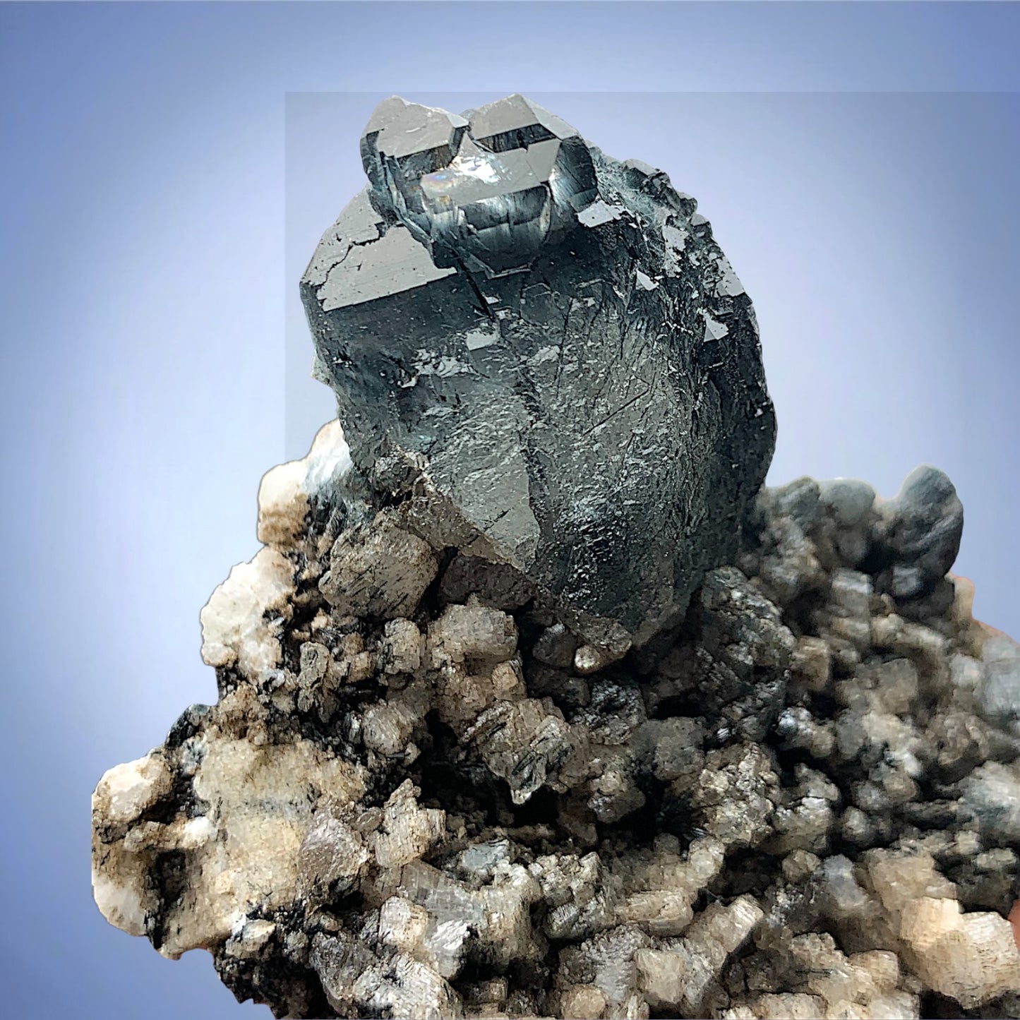 Rare Blue Riebeckite Included Quartz Crystal Mineral Specimen - Zagi Mts., KPK, Pakistan