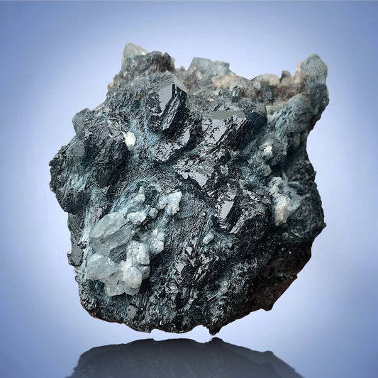 Rare Blue Riebeckite Included Quartz Crystal Mineral Specimen - Zagi Mts., KPK, Pakistan