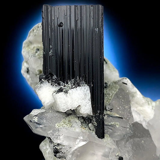 Schorl Tourmaline Crystal with Quartz Mineral Specimen - from Skardu, Pakistan