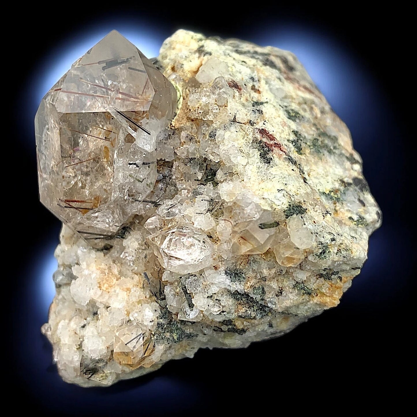 Golden Rutile Crystals With Quartz On Matrix Mineral Specimen From Zagi Pakistan