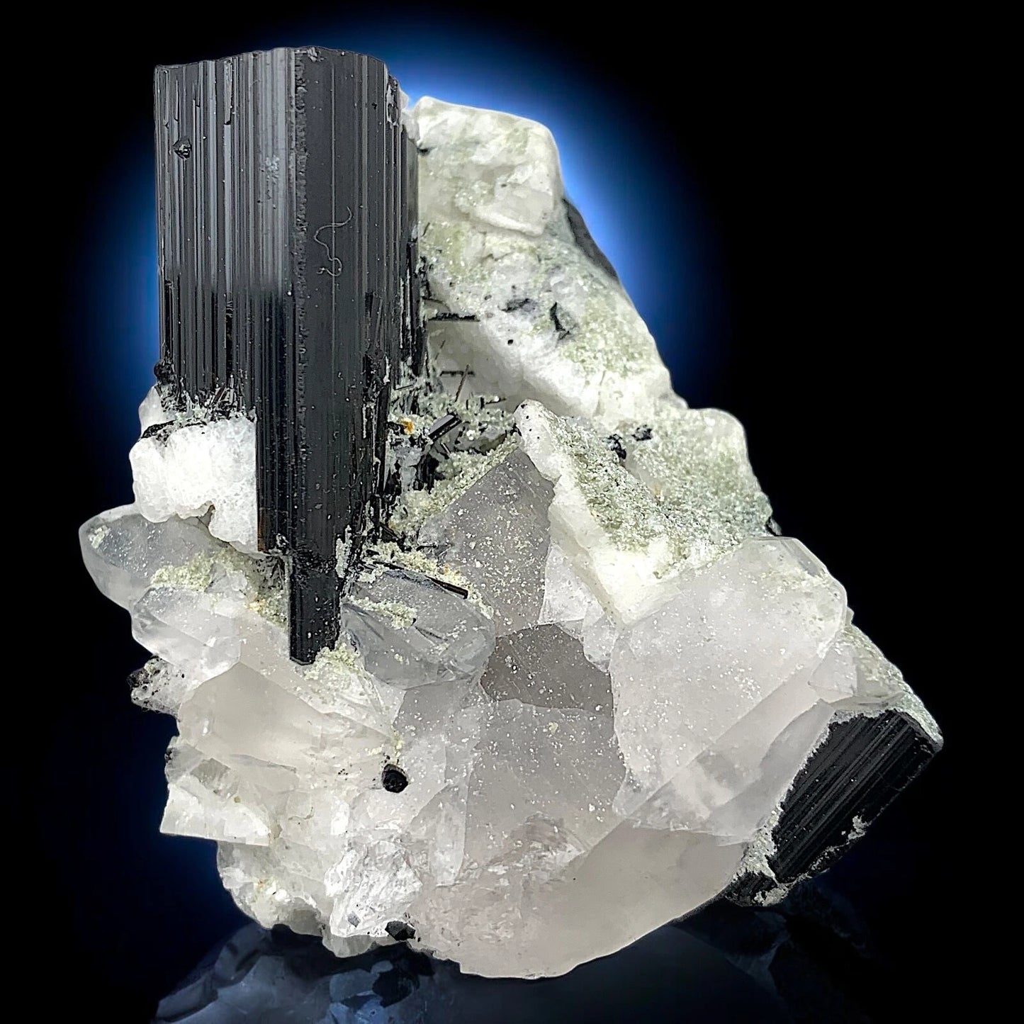 Schorl Tourmaline Crystal with Quartz Mineral Specimen - from Skardu, Pakistan
