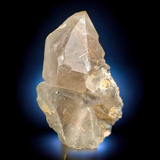 Rare Golden Rutile Quartz Crystal Mineral Specimen - from Zagi Mts, KPK, Paistan