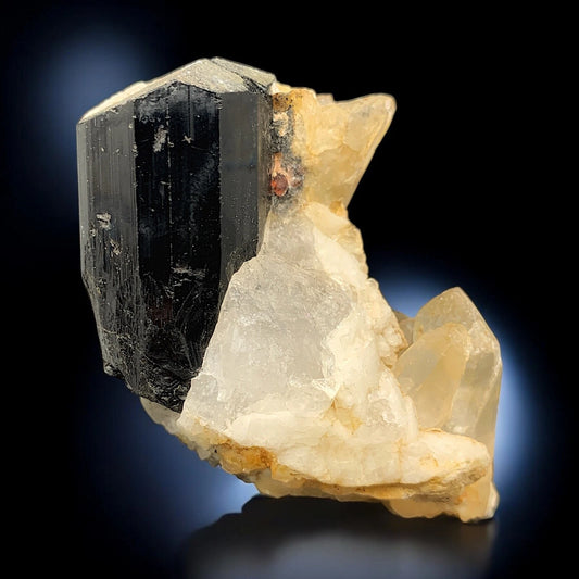 Schorl Tourmaline Crystal w/ Garnet & Quartz Mineral Specimen - Skardu, Pakistan