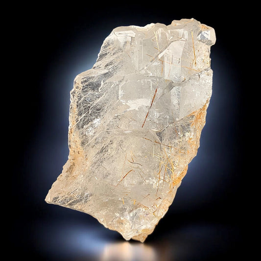 Rare Golden Rutile Quartz Crystal Mineral Specimen - from Zagi Mts, KPK, Paistan