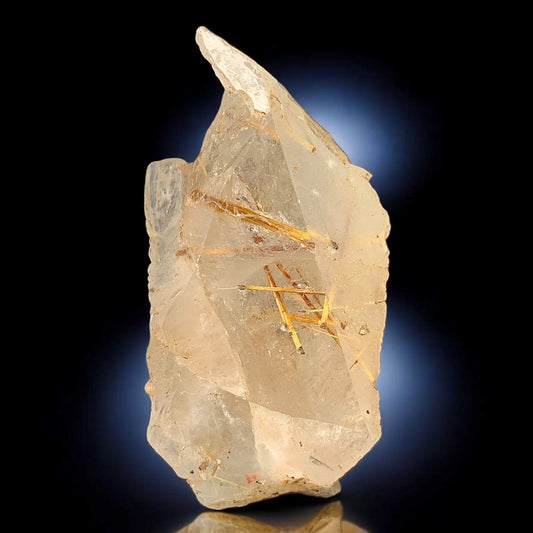 Rare Golden Rutile Quartz Crystal Mineral Specimen - from Zagi Mts, KPK, Paistan