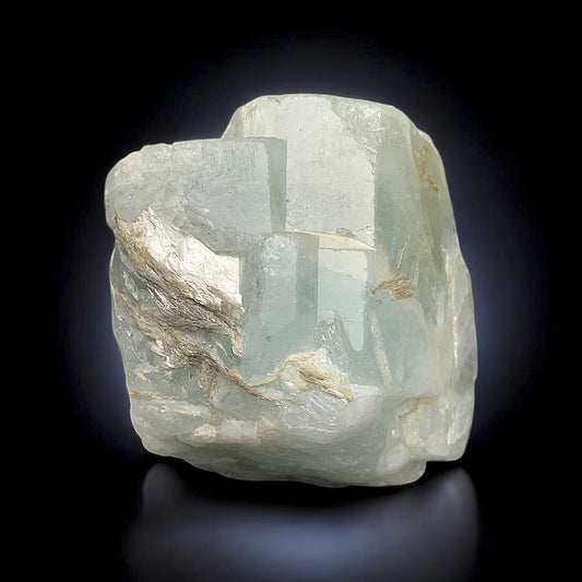 Aquamarine Crystals with Muscovite Natural Mineral Specimen From Skardu Pakistan
