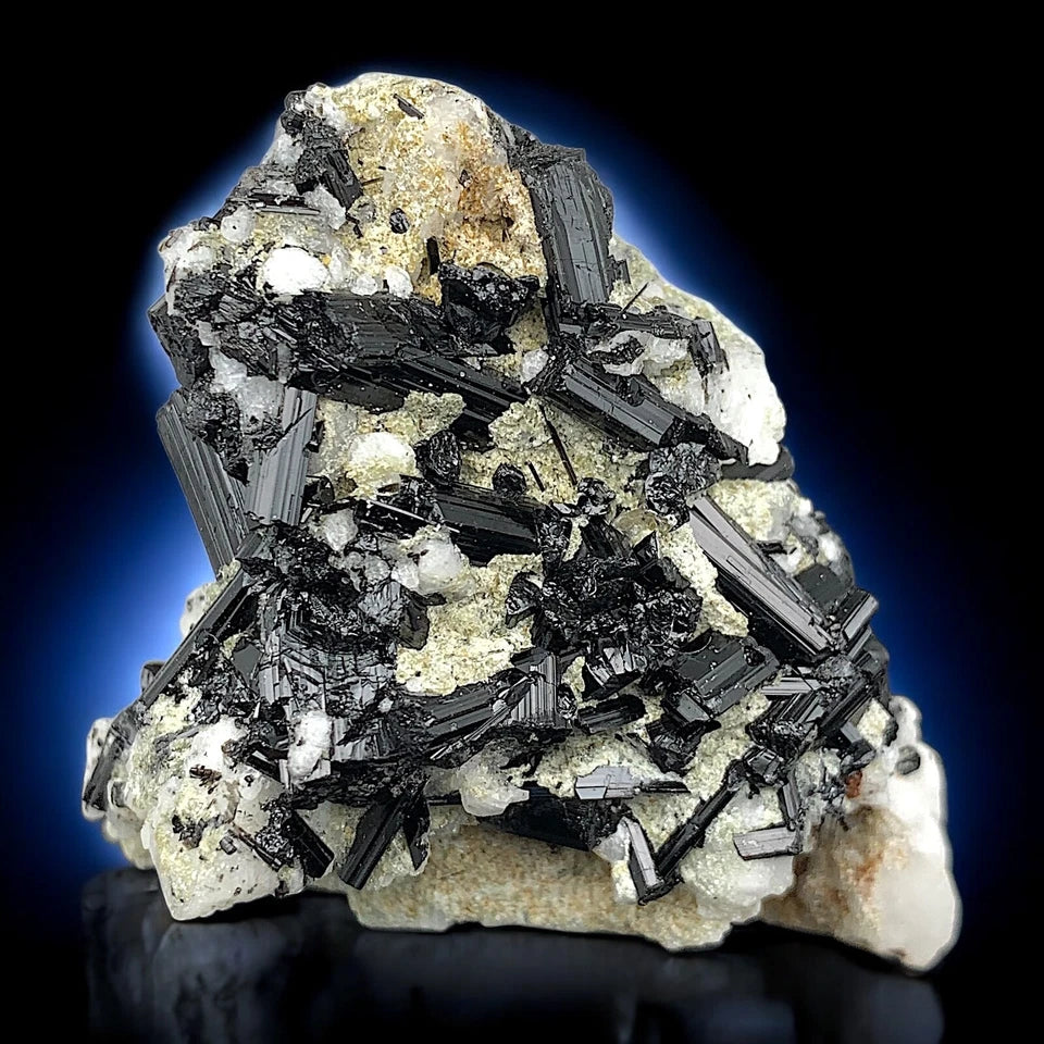Schorl Tourmaline Crystal with Albite Mineral Specimen - Skardu, Pakistan