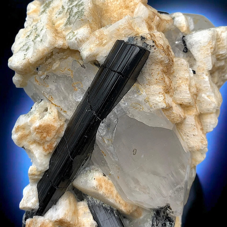 Schorl Tourmaline Crystals with Quartz Mineral Specimen From Skardu Pakistan