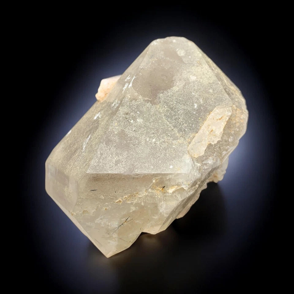 Pink Apatite Crystal on Quartz Natural Mineral Specimen from Paprok, Afghanistan
