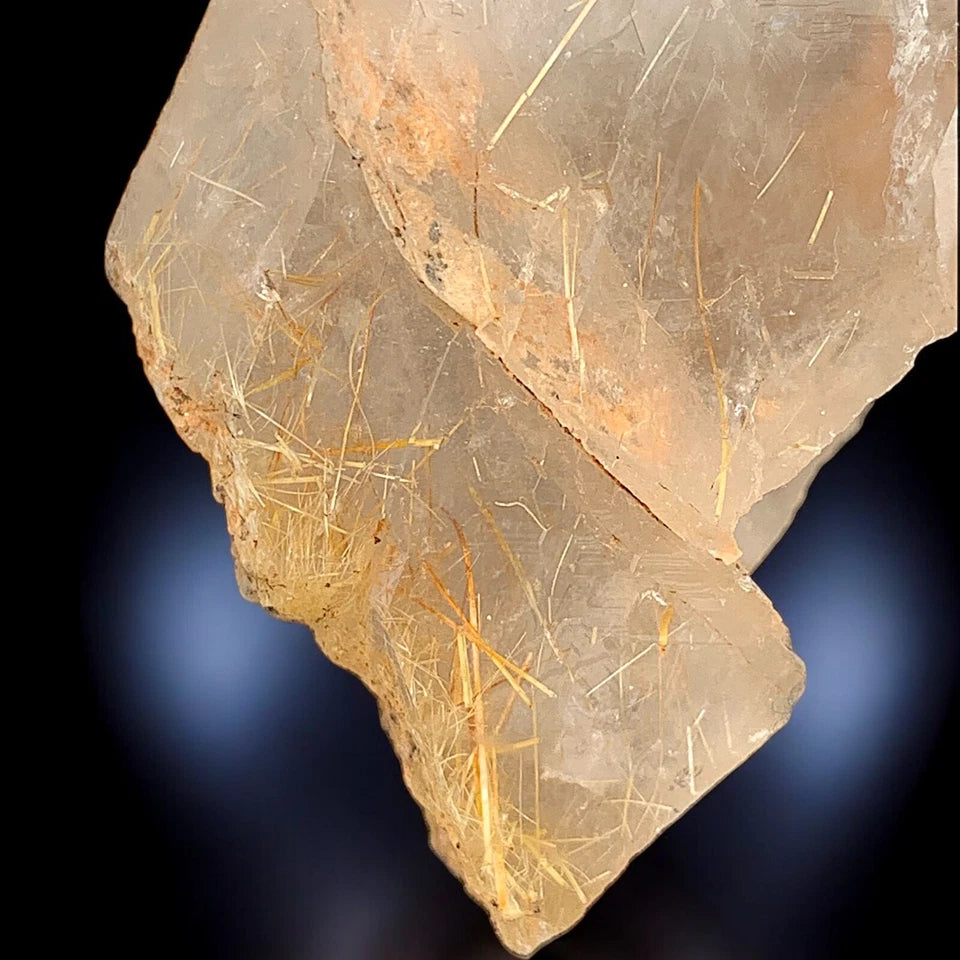 Rare Golden Rutile Quartz Crystal Mineral Specimen - from Zagi Mts, KPK, Paistan