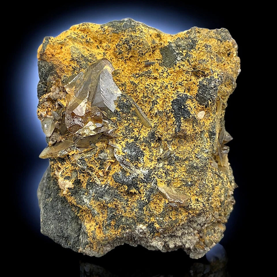 Titanite/Sphene Crystals w/ Calcite & Amphibole – Specimen from Zagi Mts, Pakistan