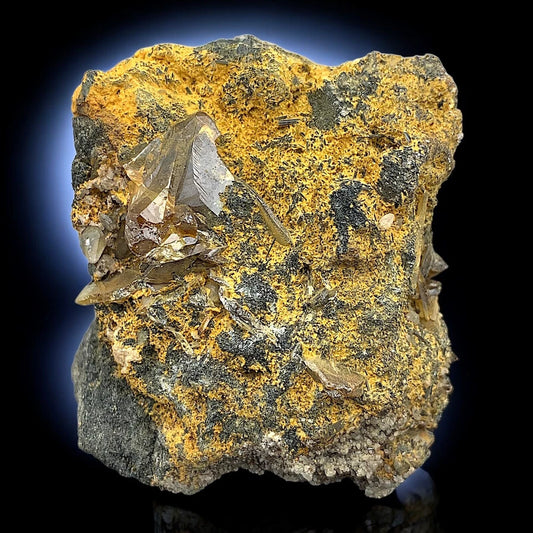 Titanite/Sphene Crystals w/ Calcite & Amphibole – Specimen from Zagi Mts, Pakistan