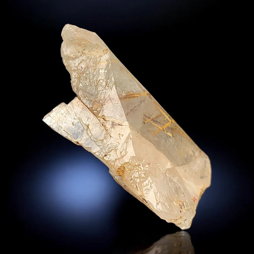 Rare Golden Rutile Quartz Crystal Mineral Specimen - from Zagi Mts, KPK, Paistan