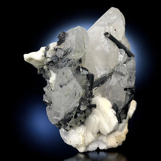 Schorl Tourmaline Crystal with Albite Mineral Specimen - Skardu, Pakistan