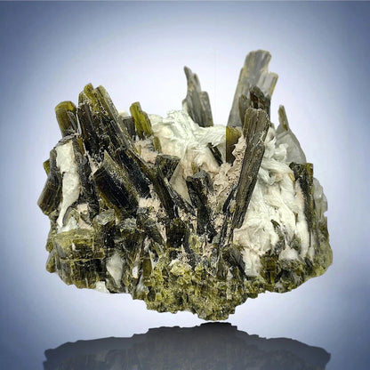 Epidote Gemmy Crystals Cluster with Muscovite Specimen from Balochistan Pakistan