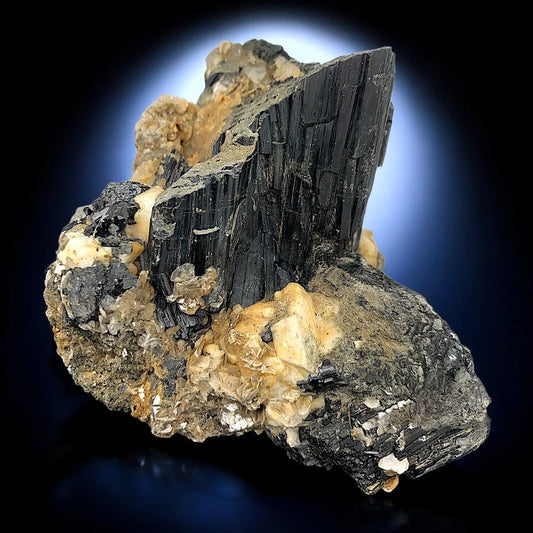 Schorl Tourmaline Crystal with Albite – Mineral Specimen from Skardu Pakistan