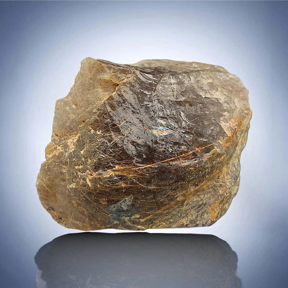 Rare Golden Rutile Quartz Crystal Mineral Specimen - from Zagi Mts, KPK, Paistan